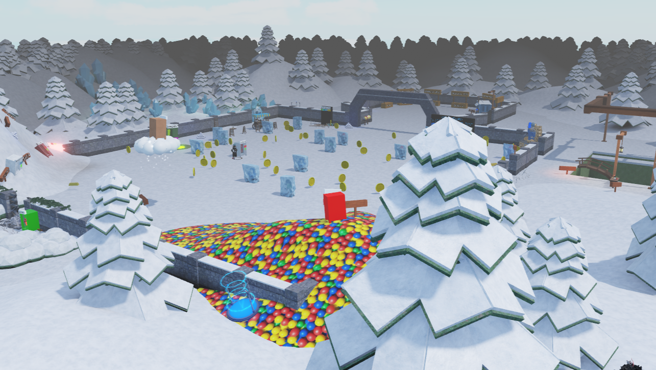 A wide shot of the exploding colas winter map
